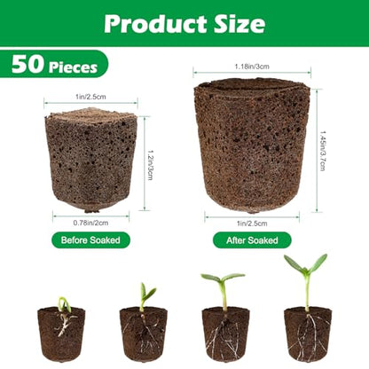 50 Pcs Square Hydroponics Pods, Seed Starter Sponge Pods for Seed Starter Plugs Grow Sponges for Indoor Outdoor Gardening