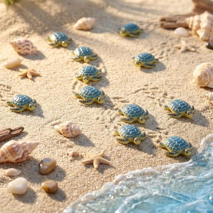 Yerliker 50 Pcs 100 Pcs Mini Sea Turtle Figurines Sea Animals, Blue - color: Blue
