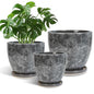 Ceramic Pots for Plant, 10+8+6 Inch Modern Flower Pot Indoor, Grey - color: Gray