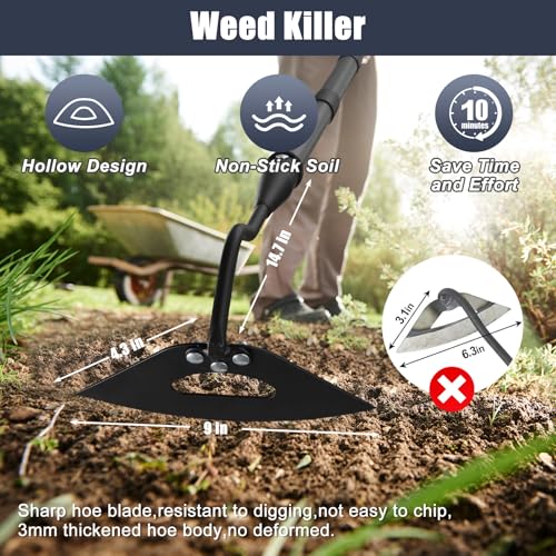 Hoe Garden Tool, Hollow Hoe with 55 Inch Long Handle, Adjustable Manual Weeder Heavy Duty Garden Hoe for Weeding, Digging, Hoeing, Cutting and Loosing Soil - size: 55 Inches