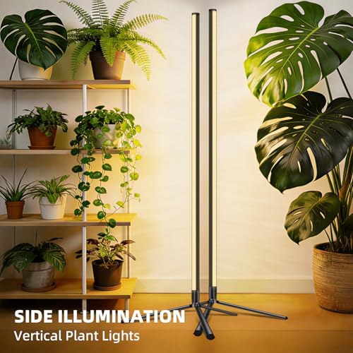Standing Grow Light, 42W Full Spectrum Vertical, 4FT Timer, 2 Pack