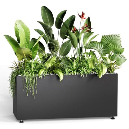 Metal Planter Box Outdoor Rectangular Steel Planter,Easy Assemble 38inBlack