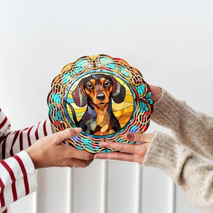 Dachshund Yard and Garden Wind Spinner, Unique 3D Hanging Dachshund Wind Spinner - color: Dachshund