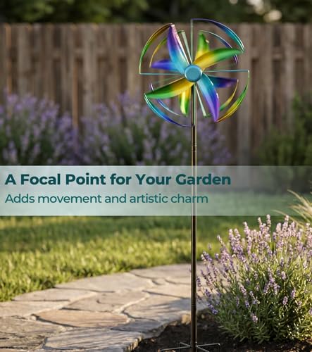 Wind Spinner Outdoor, 63" Double-Sided Metal Yard Decor