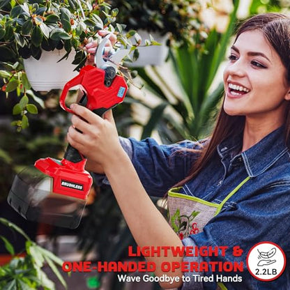MtiolHig Electric Pruning Shears Compatible with Milwaukee 18v, 26000RPM Cordless Pruning Shears with Brushless Motor, LCD Display, Adjustable Cutting Diameter 0.8-2 Inch for Tree Trimmer (Tool Only)