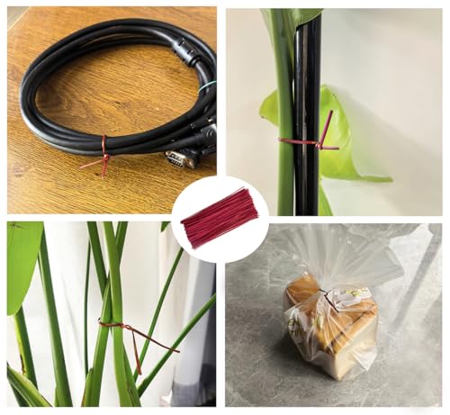 200 Pcs 6" Garden Plastic Plant Twist Ties Reusable Red Cable Ties for Climbing Plant Support, Christmas Tree, Bags, Gardening Activity.(Red) - color: Red