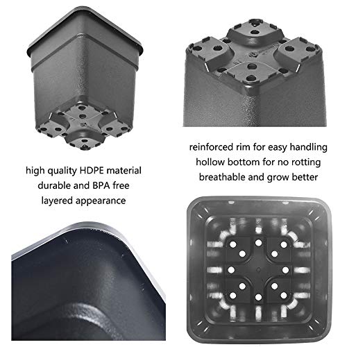 10 Gallon Square Nursery Pots Plant Pots Growing Pots Nursery Container for Planting Soil Plants 10Pcs - color: Black, size: 10 Gallon
