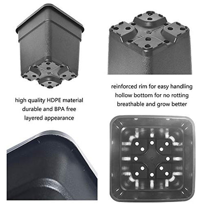 10 Gallon Square Nursery Pots Plant Pots Growing Pots Nursery Container for Planting Soil Plants 10Pcs - color: Black, size: 10 Gallon