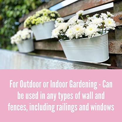 LaLaGreen Large Rail Planter (11.8 in, 12 Pack) White Metal Deck Pots - size: 11.8" (30 cm) x 12 Pack