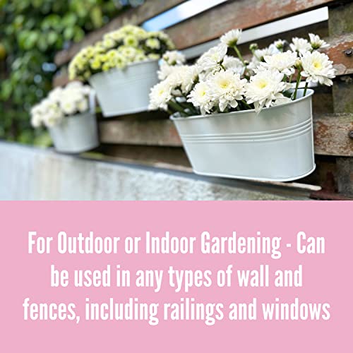 LaLaGreen Outdoor Rail Planter (11.8 in, 8 Pack) White Metal Fence Buckets - size: 11.8" (30 cm) x 8 Pack