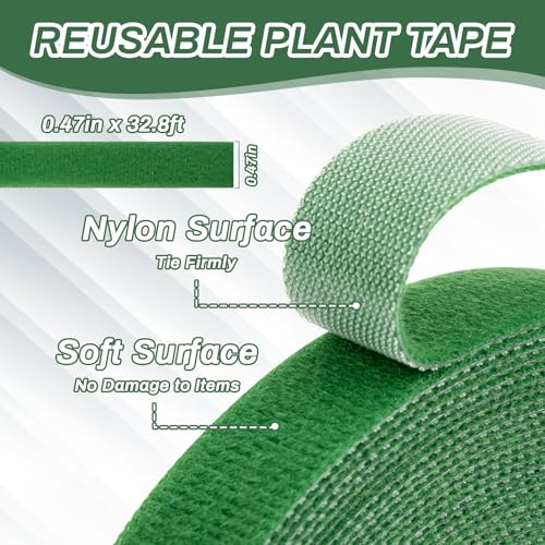 MAQIHAN Plant Tape for Climbing Plants - 32.8Ft 1/2" Reusable Garden Tape