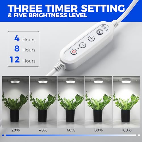Barrina OG09 Puck Grow Light, 18W(2 x 9W), 5000K, Timer, 2 Packs, White - color: 5000K-White Cover, size: 2 Packs with Timer