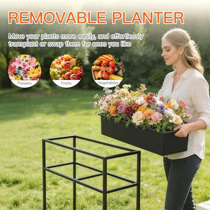 Raised Garden Bed Elevated Planter Box with Legs Black - size: 27.55"Lx10.03W"x28.53"H