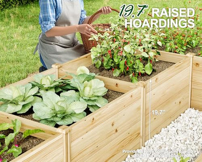 AMERLIFE U-Shaped Raised Garden Bed, 7.5Wx12Dx1.6H Outdoor Wooden Raised Garden Bed Planter with 19.6" Depth Planter Box - size: 7.5x12x1.6 FT