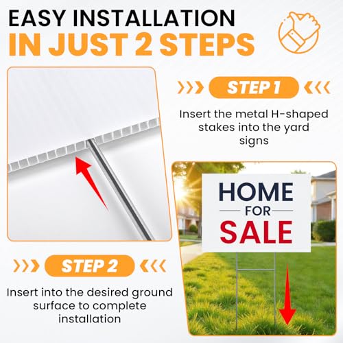 15 Pack Yard Signs,Metal Stakes, 17 x 12 Inches, Corrugated Plastic Board - size: 15 Pack