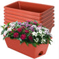 LOCONHA 7 Pack Window Box Planter, Plastic Vegetable Flower Planters Boxes - color: Brick Red