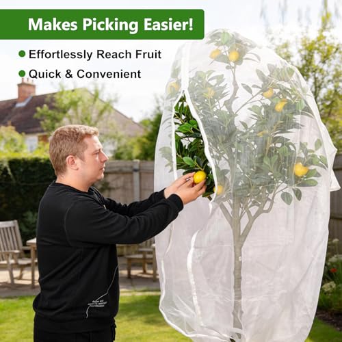 Jevrench 1-Pack 6.5 x 6.5 ft Garden Netting Bags with Zipper and Drawstring - size: 6.5 x 6.5ft – 1 Pack