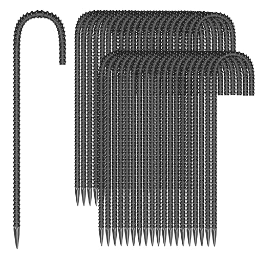 40 Pieces 12-Inch Garden Ground Stakes Galvanized Steel J Shape Hook Rebar Stake - Heavy Duty Anchors for Tents, Position Kits,Fences, and Trampolines - color: J-12'' 6mm 40pcs BK