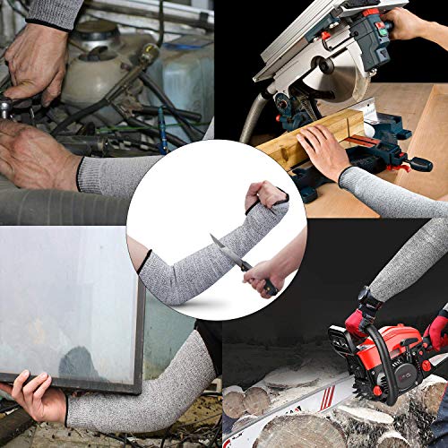 Protective Arm Sleeves, Level 5 Protection Cut Resistant Sleeves with Thumb Hole (Grey) - color: Grey