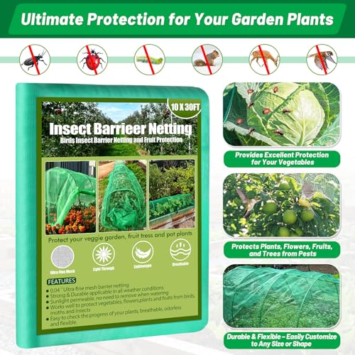 Garden Mesh Netting Kit, 7 Sets Garden Hoops with 10x30 ft Garden Covers - color: Green