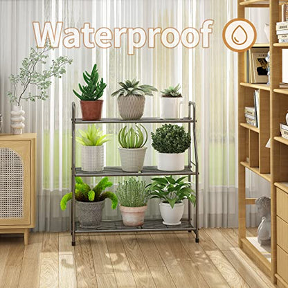 Simple Trending Plant Stand Outdoor Indoor 3 Tier Metal Waterproof Plant Shelf for Living Room Balcony Garden