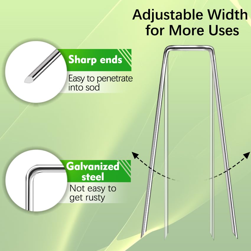 200 Pack Landscape Staples 4 Inch 12 Gauge Garden Stakes - size: 4 inch 200 Pack