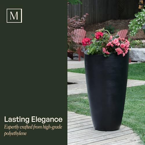 Mayne Modesto 42in Tall Round Modern Planter, Black - color: Black, size: 42 Inch
