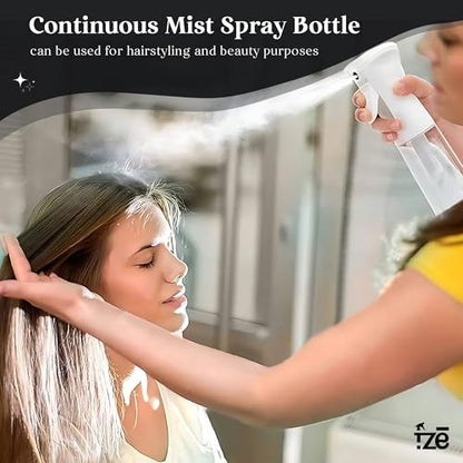 1 Pc Continuous Spray Bottle For Hair (10 Oz/300ml) | Ultra Fine Consistent Mist | Leak Resistant | Easy Press Design | No Clogging | Durable Spray Bottles For Hairstyling, Barber, Plants & Cleaning.