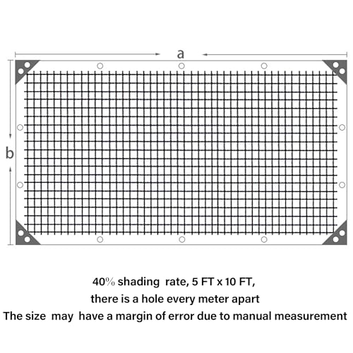 winemana 5x10 FT Black Shade Cloth, Mesh Tarp for Garden Greenhouse Patio - size: 40%-5 FT x 10 FT