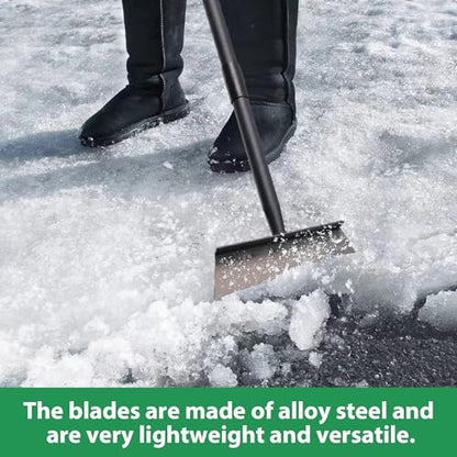 Garden Shovel, Ice Scraper, Multifunctional Cleaning Shovel with 59" Adjustable Handle Heavy Duty Garden Tool for Lawn Edging, Scraping, Weed and Ice Removal - color: Black