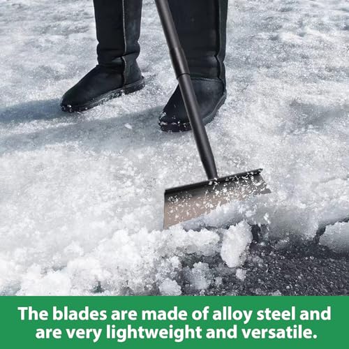 Garden Shovel, Ice Scraper, Multifunctional Cleaning Shovel with 59" Adjustable Handle Heavy Duty Garden Tool for Lawn Edging, Scraping, Weed and Ice Removal - color: Black