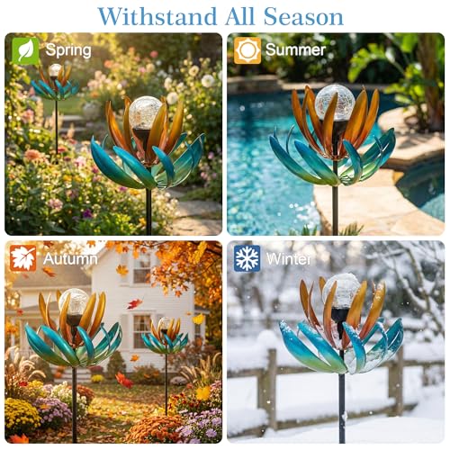 Solar Wind Spinners Outdoor, Metal Garden Windmill for Yard Decoration
