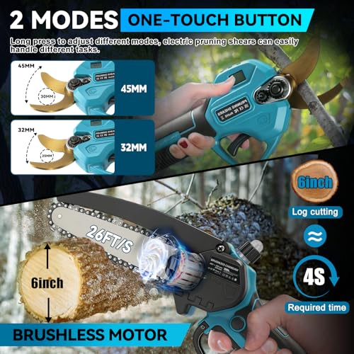 4-in-1 6" Pole Saw & Pruner Kit 8.5FT Extension 2x 21V Battery