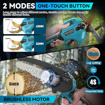 4-in-1 6" Pole Saw & Pruner Kit 8.5FT Extension 2x 21V Battery