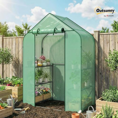 Outsunny 4.7' x 2.3' x 6.2' Small Greenhouse, Foldable Frame, Green - color: Green