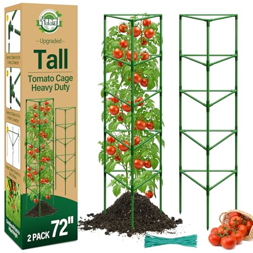 Halatool 2 Pack 72" Tall Tomato Cages for Garden, Large Tomato Trellis - color: 2pcs, size: 72in