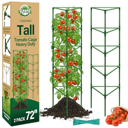 Halatool 2 Pack 72" Tall Tomato Cages for Garden, Large Tomato Trellis - color: 2pcs, size: 72in