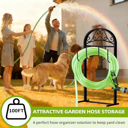 Garden Hose Holder, Hose Holder Stand Rustproof Freestanding Heavy-Duty with Sturdy Metal Hose Stand and Hanger, Hoses Storage Holds 100Ft Hose Reel for Outside Yard - size: 1 PCS