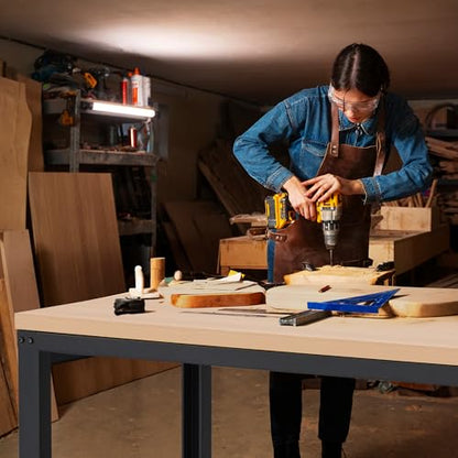 Antifir 60" Adjustable Workbench, Heavy Duty Wood Workstation - size: 60x24" With Socket