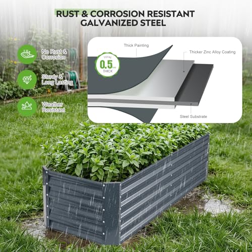 Raised Garden Bed Kit 6x2x1.4ft, Metal Planter Boxes Outdoor,IronGrey - color: Irongrey, size: 6x2x1.4ft