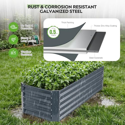 Raised Garden Bed Kit 6x2x1.4ft, Metal Planter Boxes Outdoor,IronGrey - color: Irongrey, size: 6x2x1.4ft