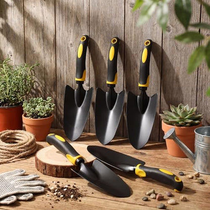 Yaocom 12 Pcs Garden Shovel Aluminum Alloy Heavy Duty Trowel Small Digging Shovels Metal Hand Trowel Spade with Soft Handle for Garden Lawn Yard Planting Tool (Large Shovel,Yellow) - color: Yellow, size: Large Shovel