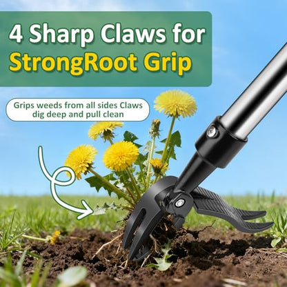 Stand Up Weed Puller Tool with 58″ Long Handle, Manual Weeder Tool
