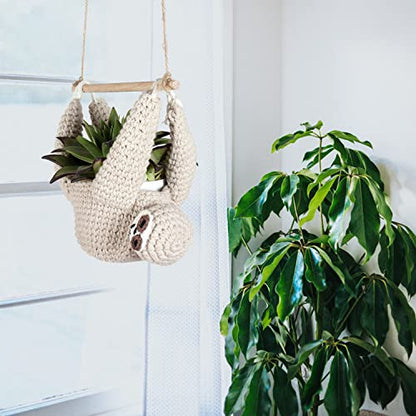 Evbopa Sloth Gifts Sloth Plant Hanger Plant Gifts Macrame Hanging Planter - size: 2 Pack