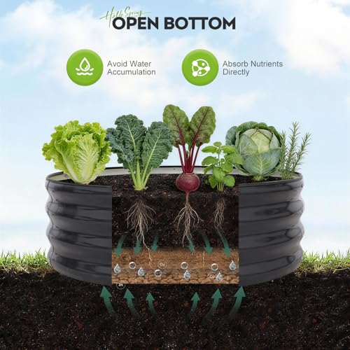Galvanized Raised Garden Bed, 2 PCS 3x3x1ft Round Planter Grey - color: Gray, size: 3x3x1ft