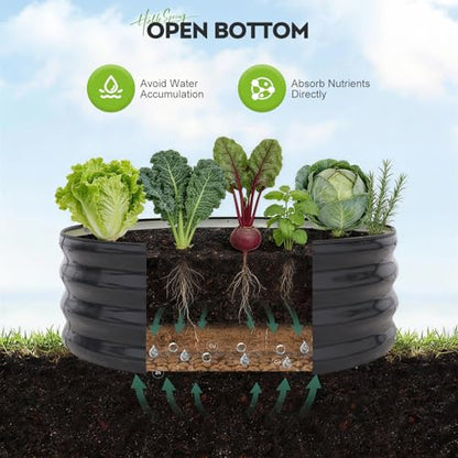 Galvanized Raised Garden Bed, 2 PCS 3x3x1ft Round Planter Grey - color: Gray, size: 3x3x1ft