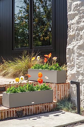 Veradek Block Series Trough Planter - Rectangular Outdoor Window Box - color: Gray