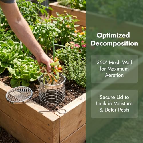 2 Pack Garden Worm Compost Bin,Stainless Steel Underground Worm Farm
