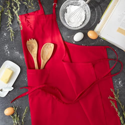 DII Everyday Basic Kitchen Collection - color: Tango Red, size: Plus Size Chef Apron