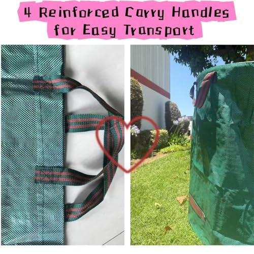 JKKGS Yard Waste Bags (3-Pack, 72 Gallons, H30 x D26 inches), Reusable, Heavy Duty Collapsible Standable Garden Lawn Leaf Bags and Trash Bags for Debris, Grass, Recycling, Camping, Parties, Laundry